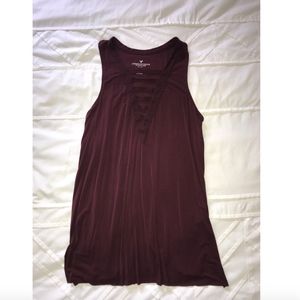 Maroon Caged Soft & Sexy American Eagle Tank